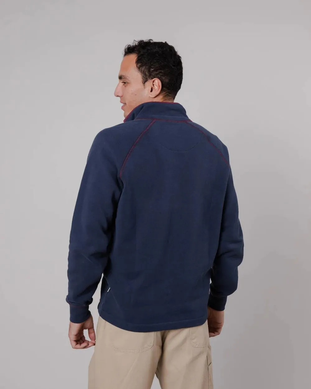 Sweat col zippé en coton bio | marine "zip up sweatshirt navy" homme